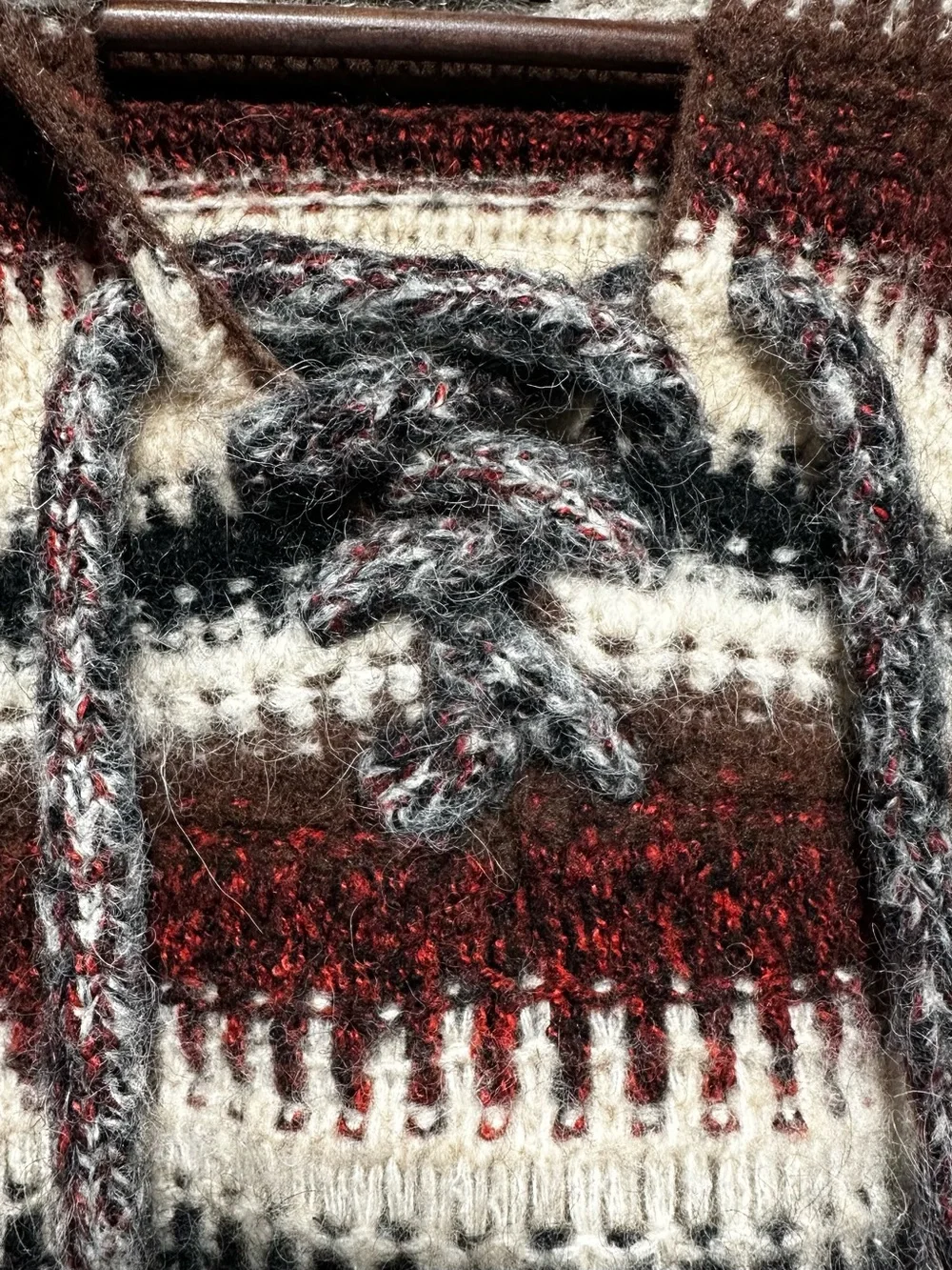 Zara Alpaca Wool Hooded Lace Up Striped Sweater Boho Western Cozy S - Picture 5 of 11